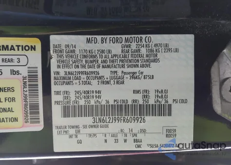 2015 Lincoln Mkz z USA, uszkodzony, nr VIN 3LN6L2J99FR609926